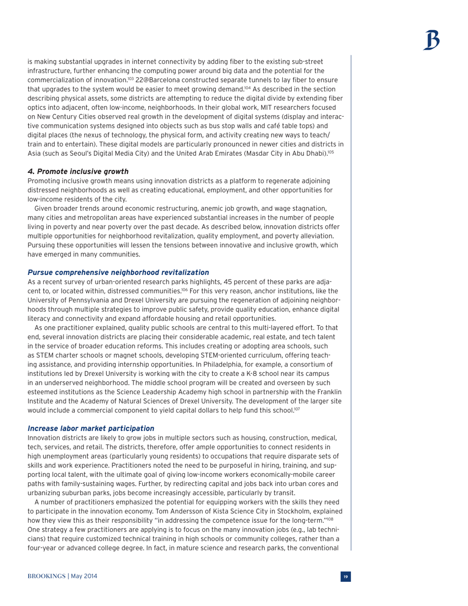 The Rise of Innovation Districts: a New Geography of Innovation in America - Bruce Katz and Julie Wagner, Page 19