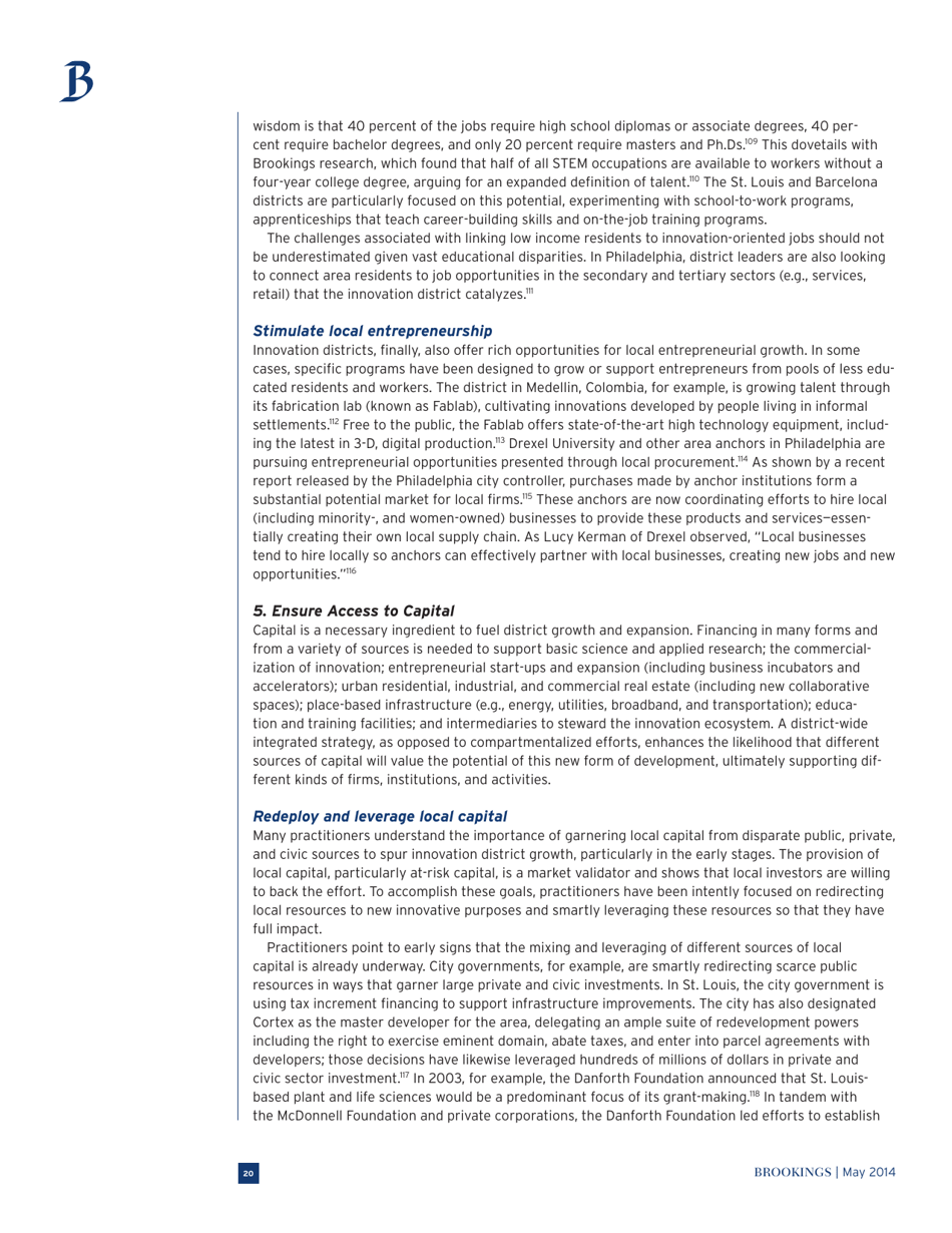 The Rise of Innovation Districts: a New Geography of Innovation in America - Bruce Katz and Julie Wagner, Page 20