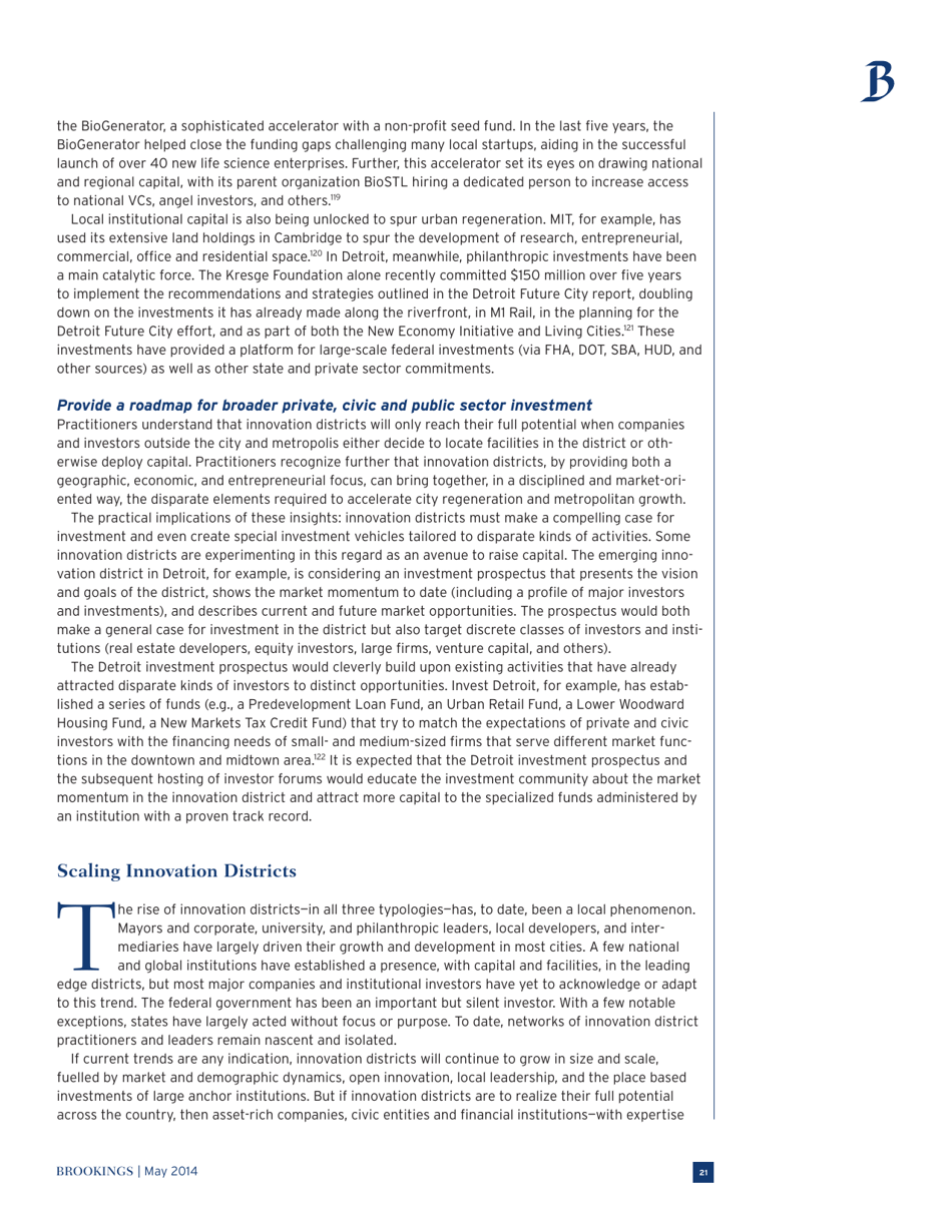 The Rise of Innovation Districts: a New Geography of Innovation in America - Bruce Katz and Julie Wagner, Page 21