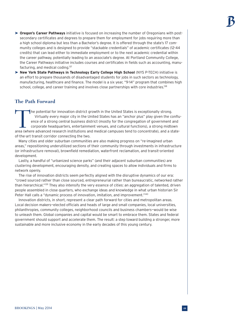 The Rise of Innovation Districts: a New Geography of Innovation in America - Bruce Katz and Julie Wagner, Page 25