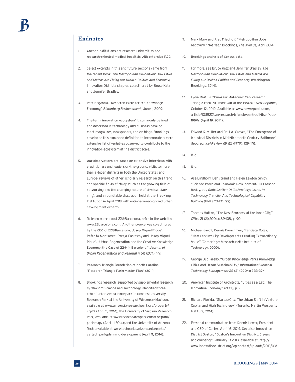 The Rise of Innovation Districts: a New Geography of Innovation in America - Bruce Katz and Julie Wagner, Page 26