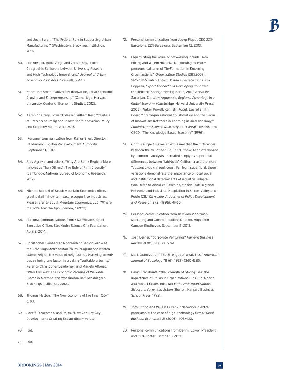 The Rise of Innovation Districts: a New Geography of Innovation in America - Bruce Katz and Julie Wagner, Page 29