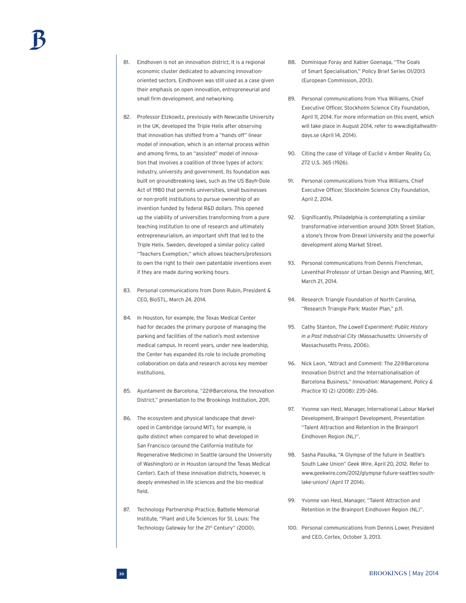The Rise of Innovation Districts: a New Geography of Innovation in America - Bruce Katz and Julie Wagner, Page 30
