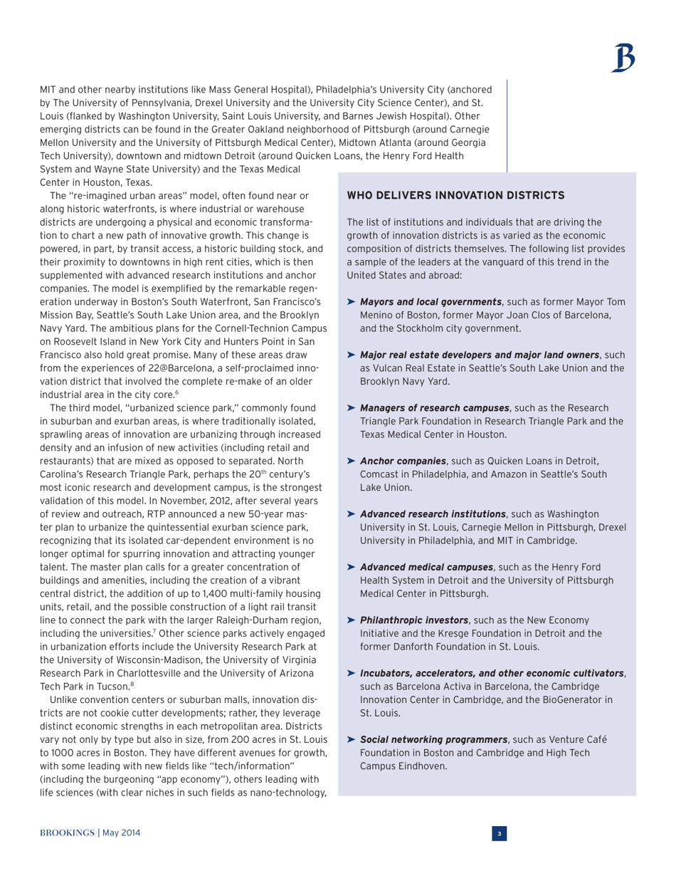 The Rise of Innovation Districts: a New Geography of Innovation in America - Bruce Katz and Julie Wagner, Page 3