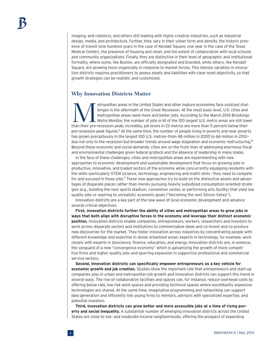 The Rise of Innovation Districts: a New Geography of Innovation in America - Bruce Katz and Julie Wagner, Page 4