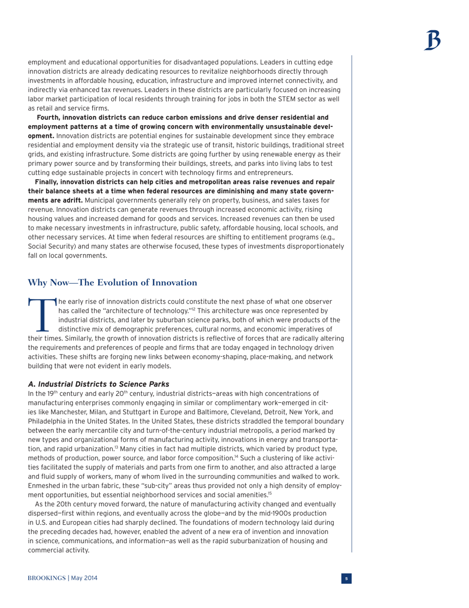 The Rise of Innovation Districts: a New Geography of Innovation in America - Bruce Katz and Julie Wagner, Page 5