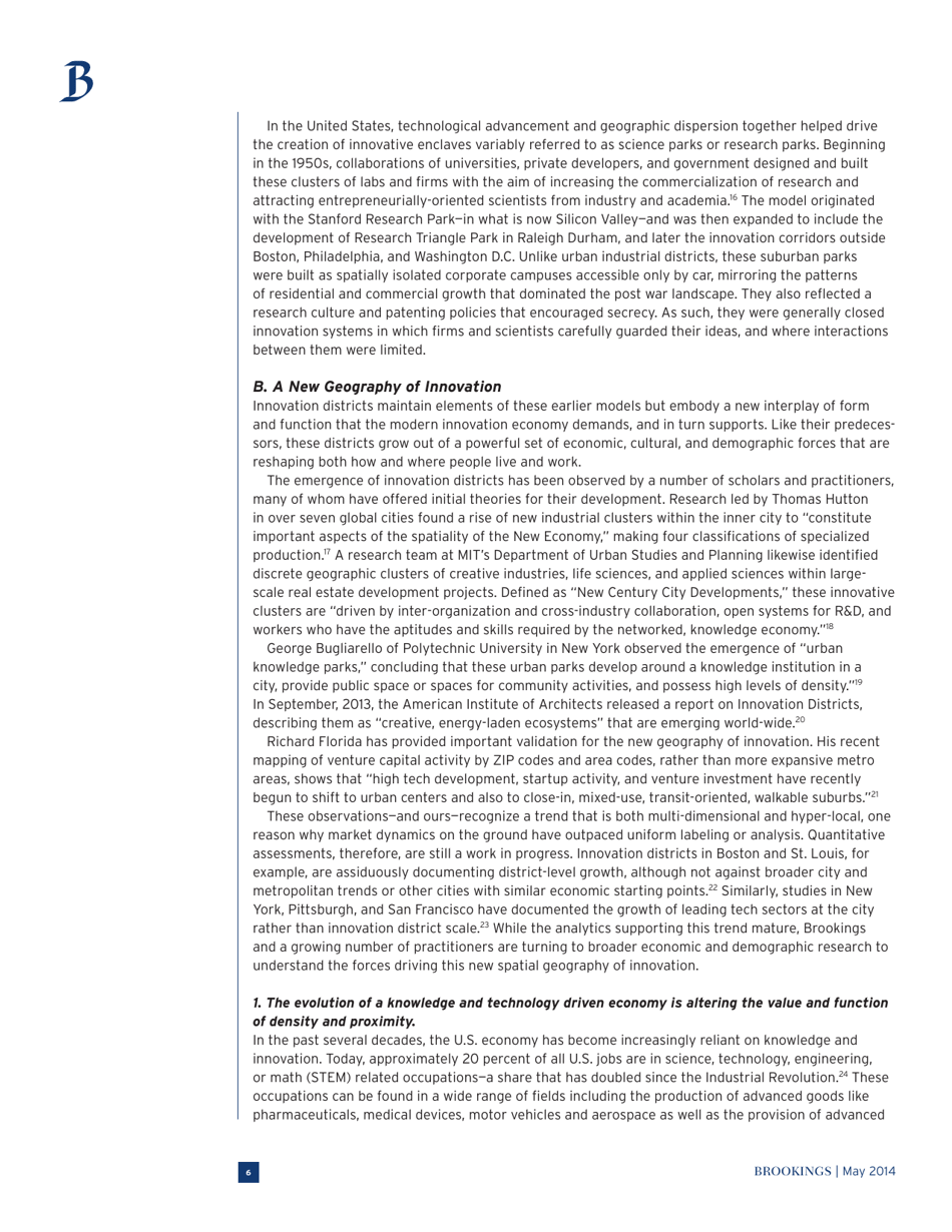 The Rise of Innovation Districts: a New Geography of Innovation in America - Bruce Katz and Julie Wagner, Page 6