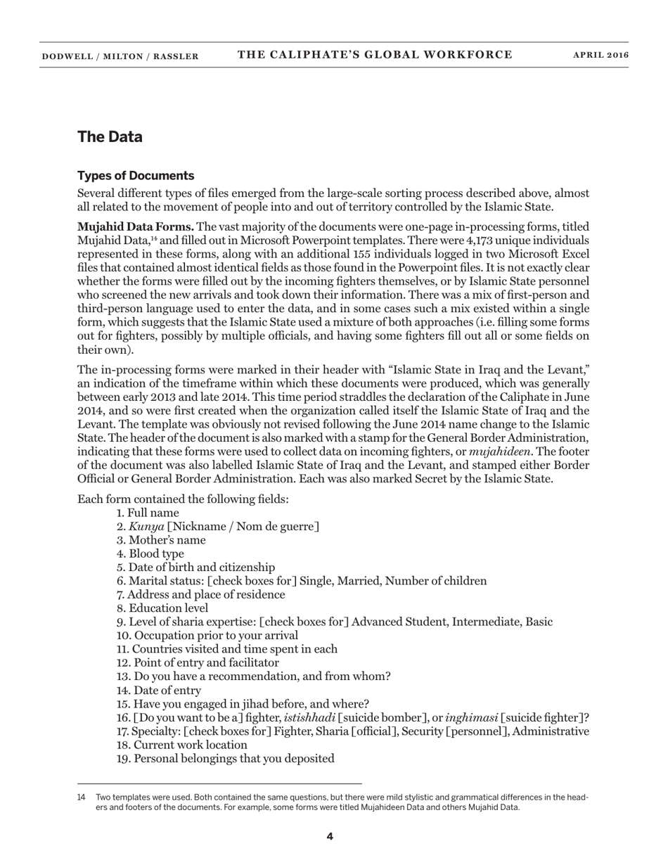 The Caliphates Global Workforce: an Inside Look at the Islamic States Foreign Fighter Paper Trail - Combating Terrorism Center at West Point, Page 12