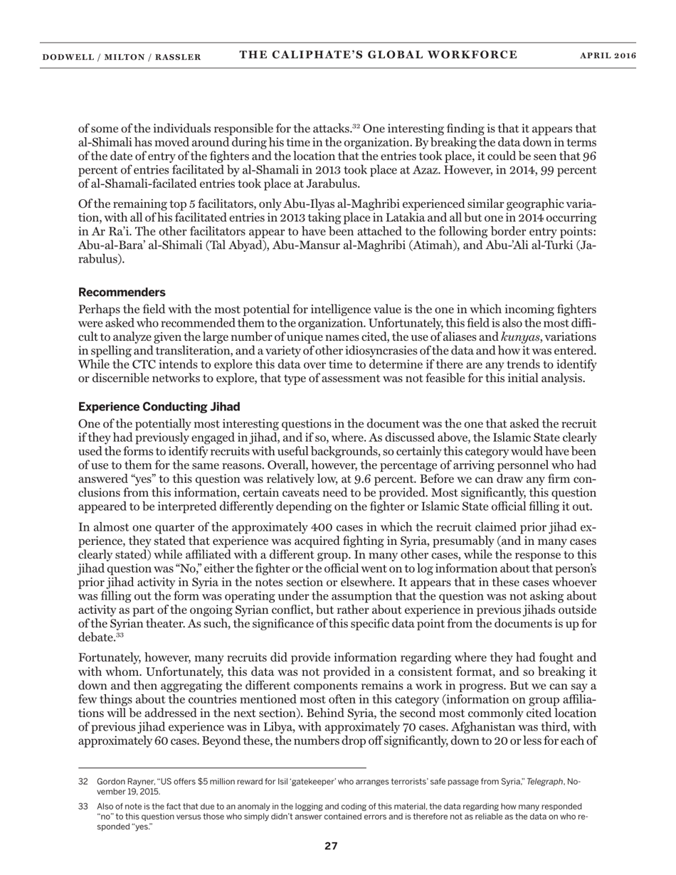 The Caliphates Global Workforce: an Inside Look at the Islamic States Foreign Fighter Paper Trail - Combating Terrorism Center at West Point, Page 35