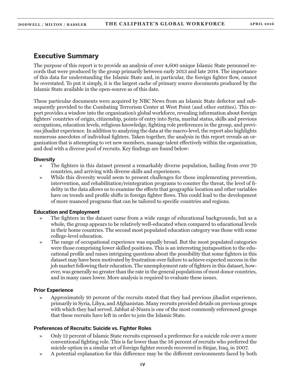 The Caliphates Global Workforce: an Inside Look at the Islamic States Foreign Fighter Paper Trail - Combating Terrorism Center at West Point, Page 7