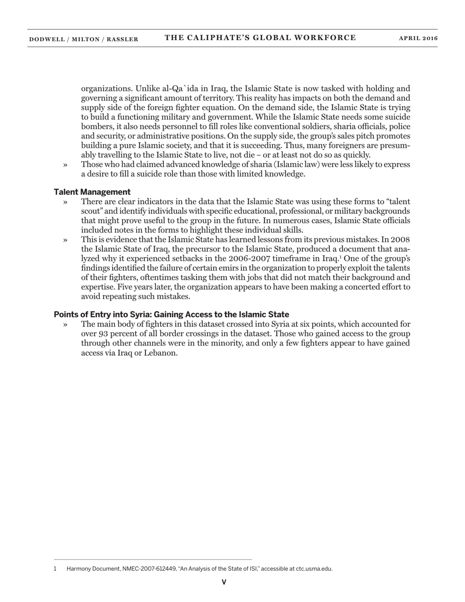 The Caliphates Global Workforce: an Inside Look at the Islamic States Foreign Fighter Paper Trail - Combating Terrorism Center at West Point, Page 8