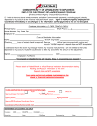 Document preview: Cardinal State Employee Edi Enrollment Form - Virginia