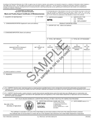 FSIS Form 9060-5 &quot;Meat and Poultry Export Certificate of Wholesomeness&quot;