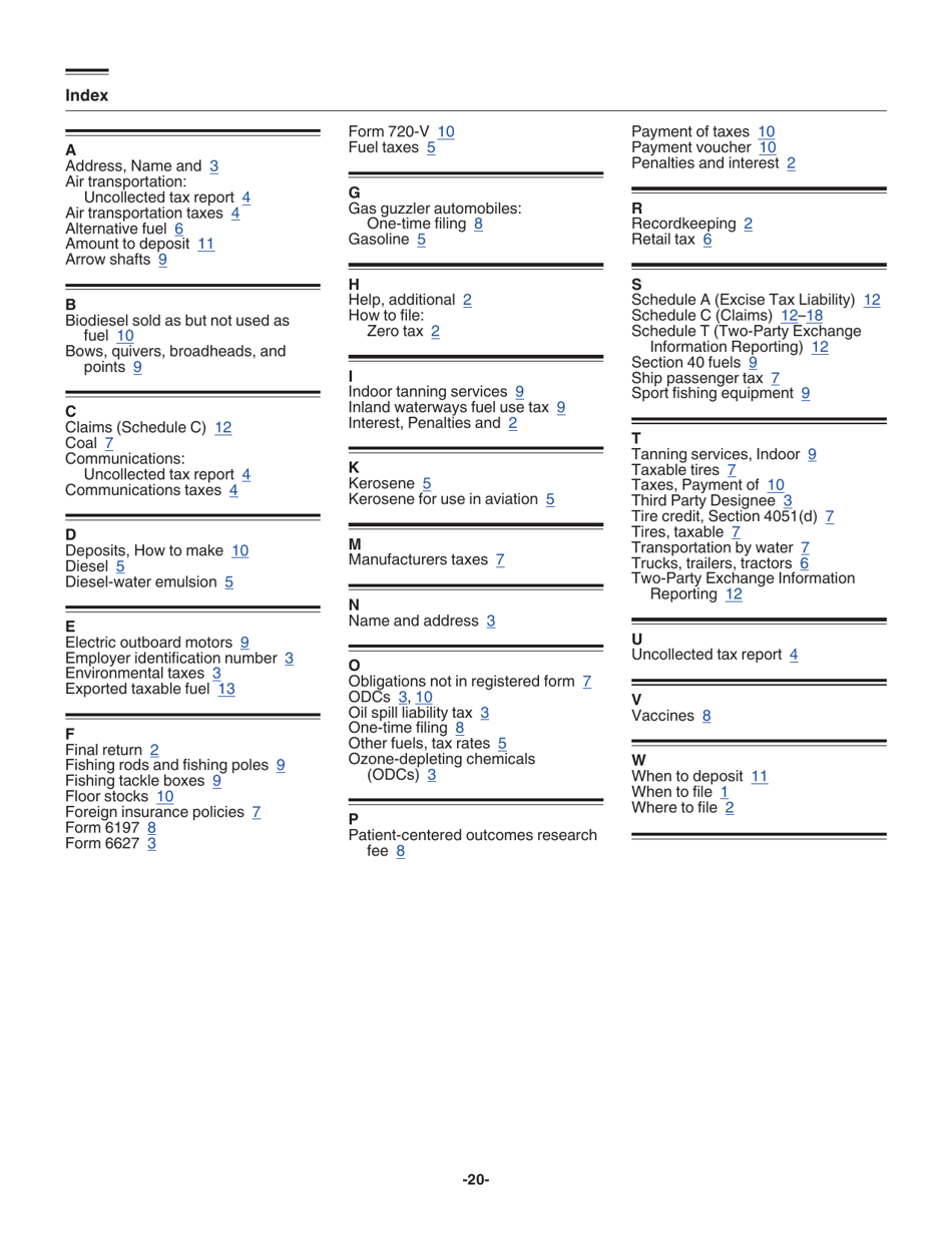 Instructions for IRS Form 720 Quarterly Federal Excise Tax Return, Page 20