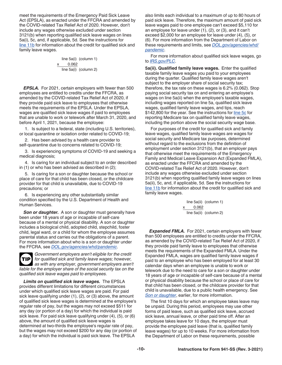 Instructions for IRS Form 941-SS Employers Quarterly Federal Tax Return - American Samoa, Guam, the Commonwealth of the Northern Mariana Islands, and the U.S. Virgin Islands, Page 10