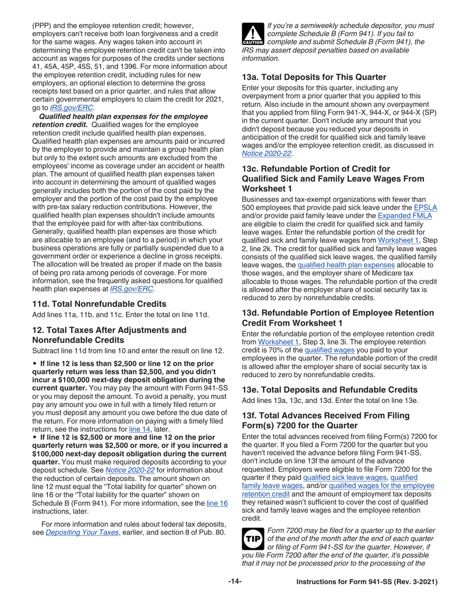 Instructions for IRS Form 941-SS Employers Quarterly Federal Tax Return - American Samoa, Guam, the Commonwealth of the Northern Mariana Islands, and the U.S. Virgin Islands, Page 14