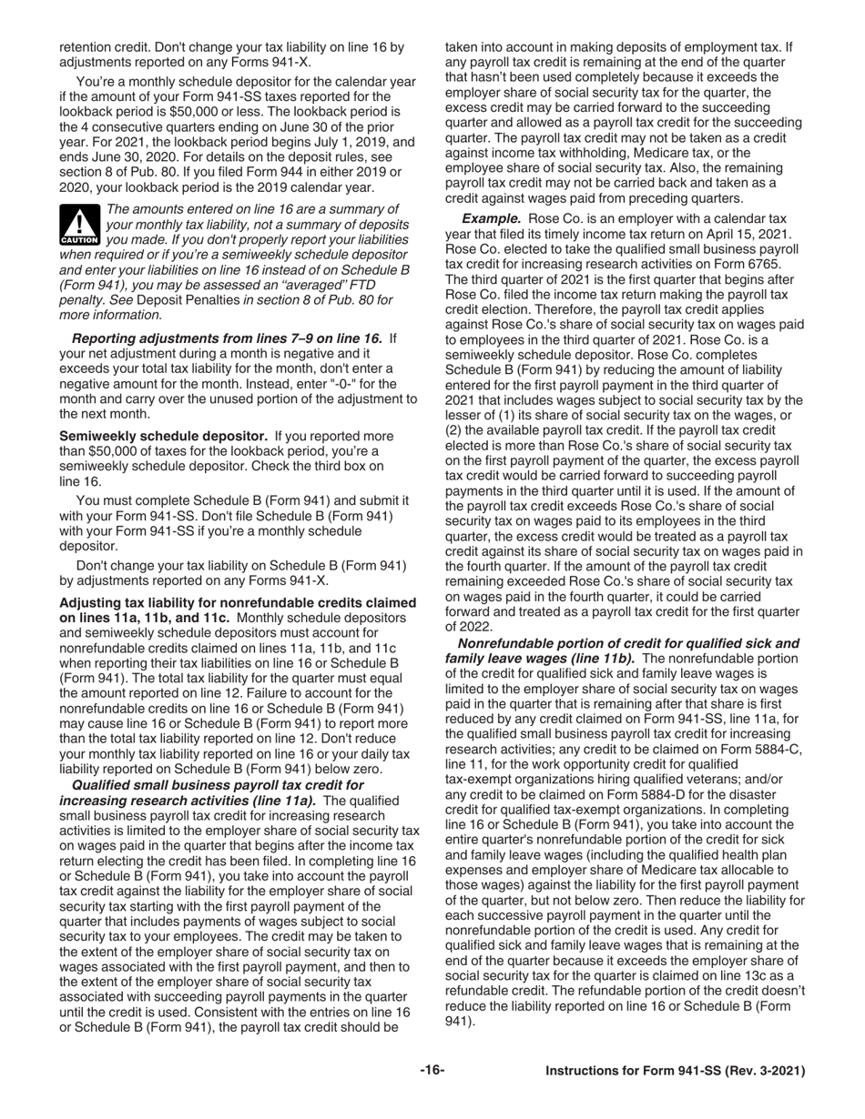 Instructions for IRS Form 941-SS Employers Quarterly Federal Tax Return - American Samoa, Guam, the Commonwealth of the Northern Mariana Islands, and the U.S. Virgin Islands, Page 16