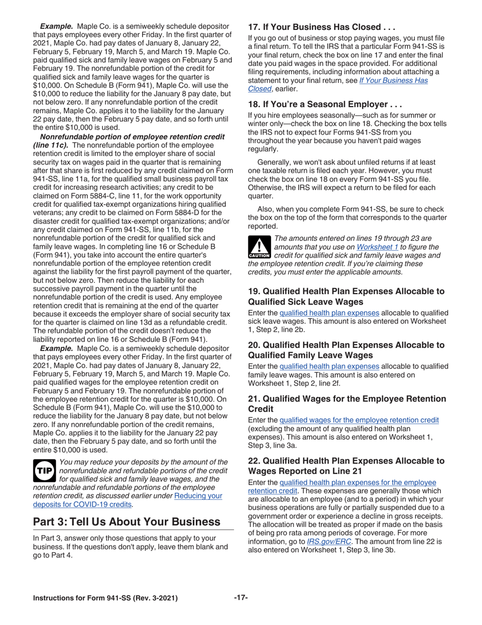 Instructions for IRS Form 941-SS Employers Quarterly Federal Tax Return - American Samoa, Guam, the Commonwealth of the Northern Mariana Islands, and the U.S. Virgin Islands, Page 17