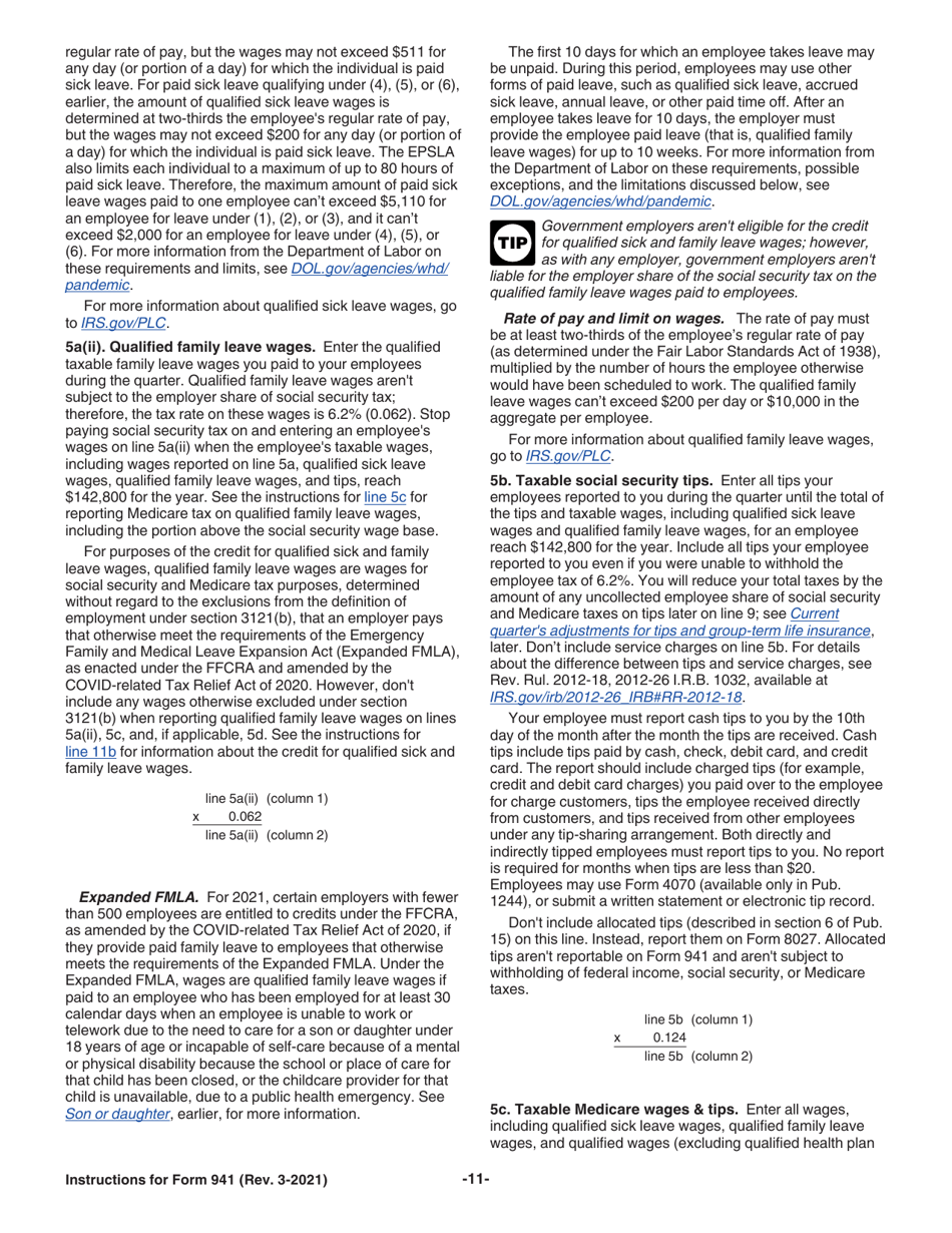 Instructions for IRS Form 941 Employers Quarterly Federal Tax Return, Page 11