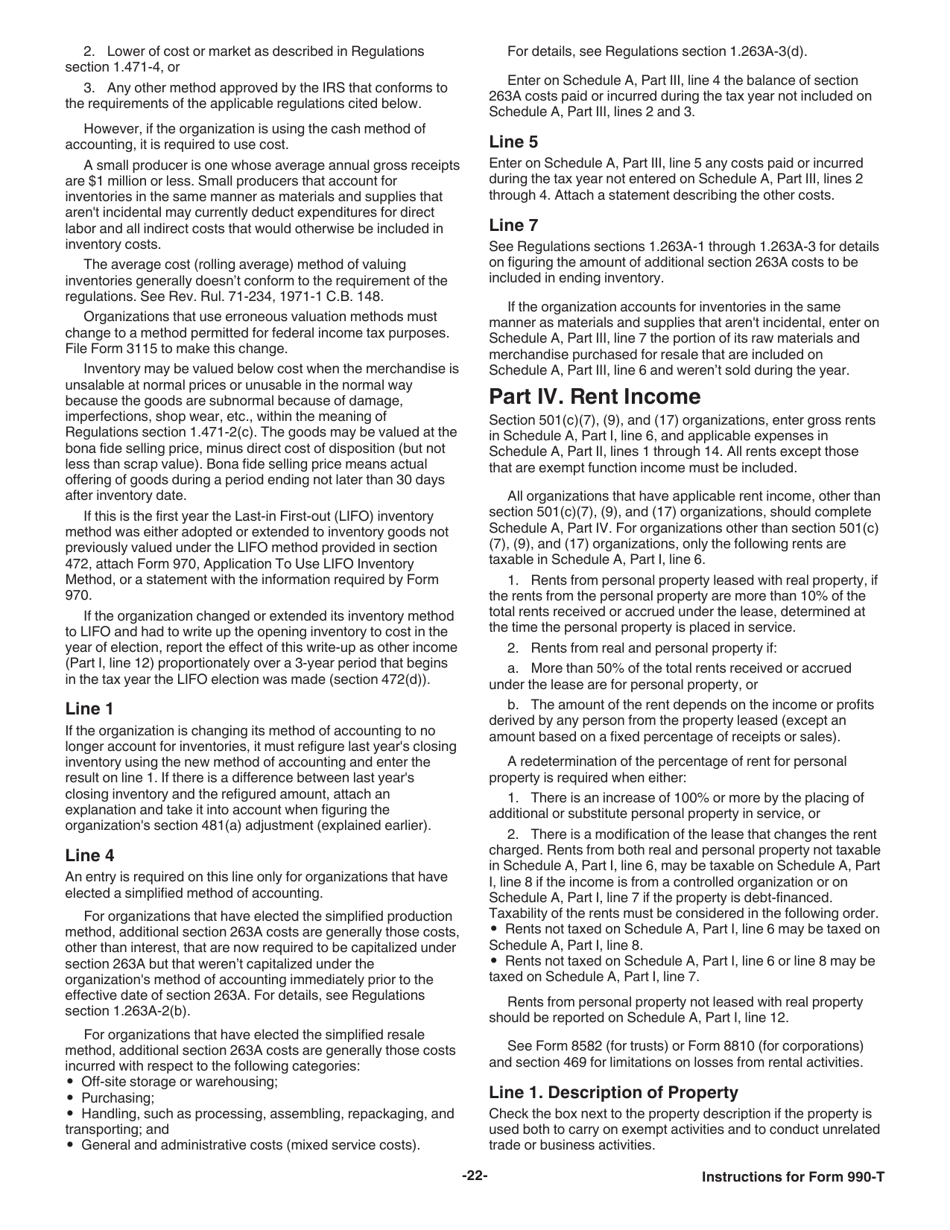 Instructions for IRS Form 990-T Exempt Organization Business Income Tax Return (And Proxy Tax Under Section 6033(E)), Page 22