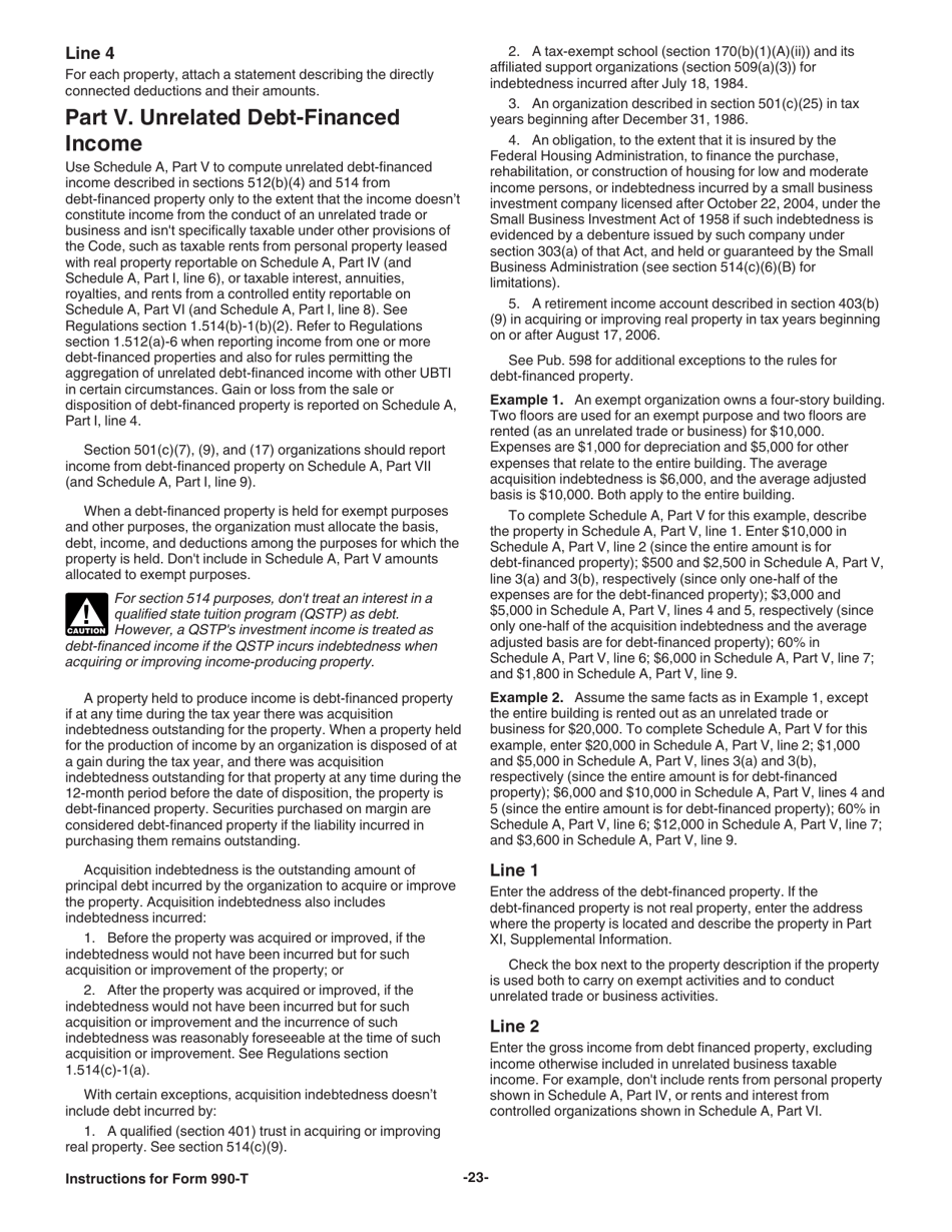 Instructions for IRS Form 990-T Exempt Organization Business Income Tax Return (And Proxy Tax Under Section 6033(E)), Page 23