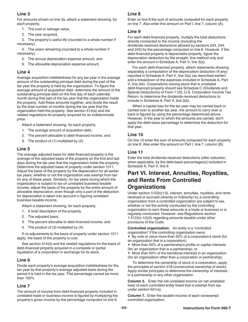 Instructions for IRS Form 990-T Exempt Organization Business Income Tax Return (And Proxy Tax Under Section 6033(E)), Page 24