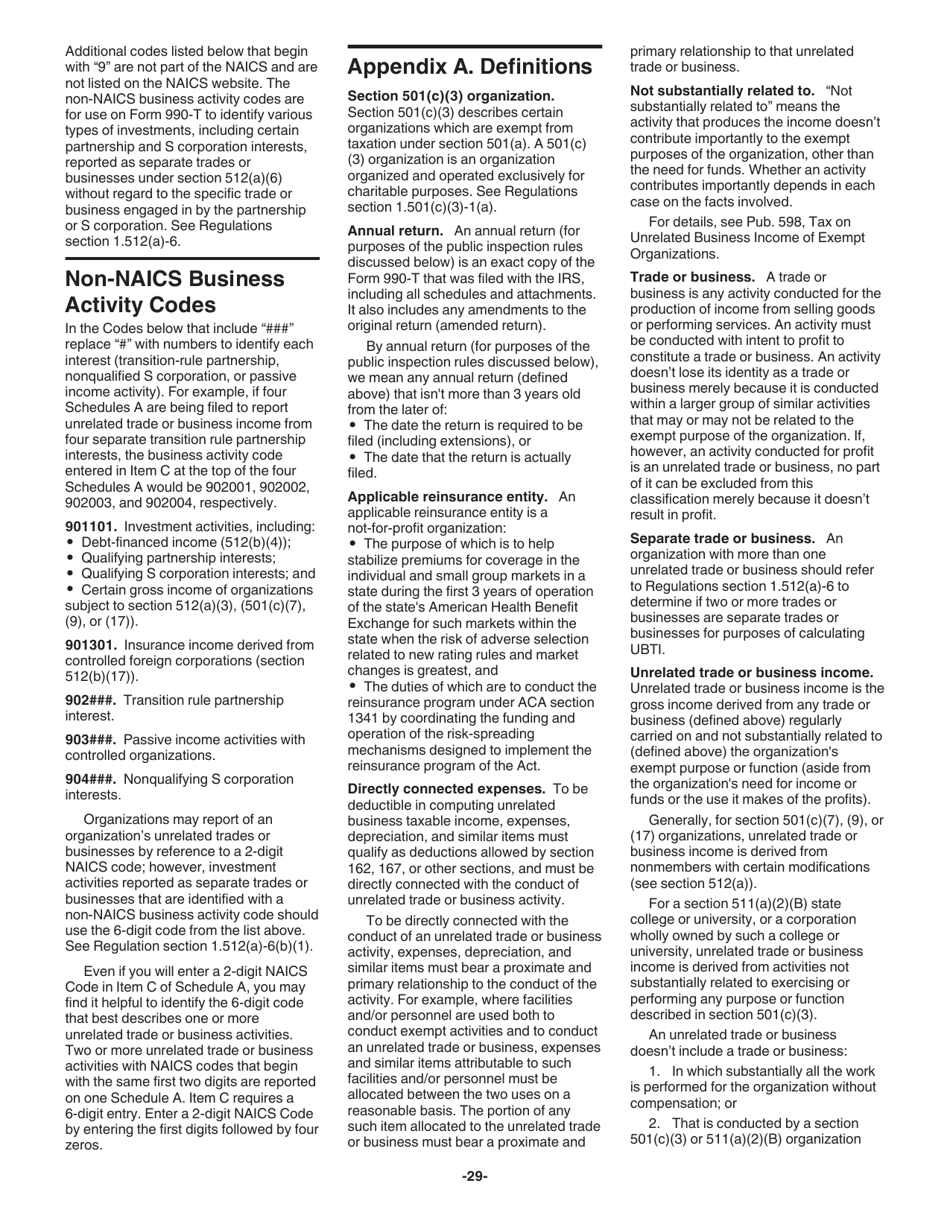 Instructions for IRS Form 990-T Exempt Organization Business Income Tax Return (And Proxy Tax Under Section 6033(E)), Page 29