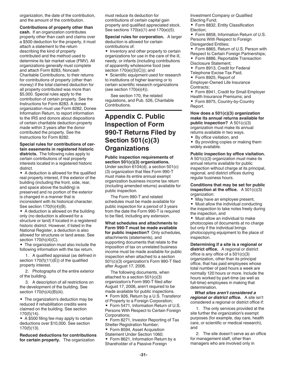 Instructions for IRS Form 990-T Exempt Organization Business Income Tax Return (And Proxy Tax Under Section 6033(E)), Page 31