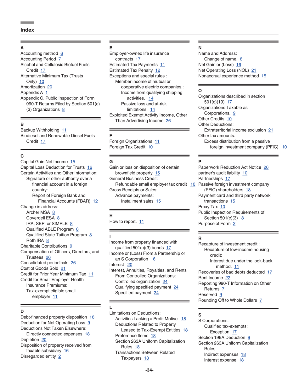 Instructions for IRS Form 990-T Exempt Organization Business Income Tax Return (And Proxy Tax Under Section 6033(E)), Page 34