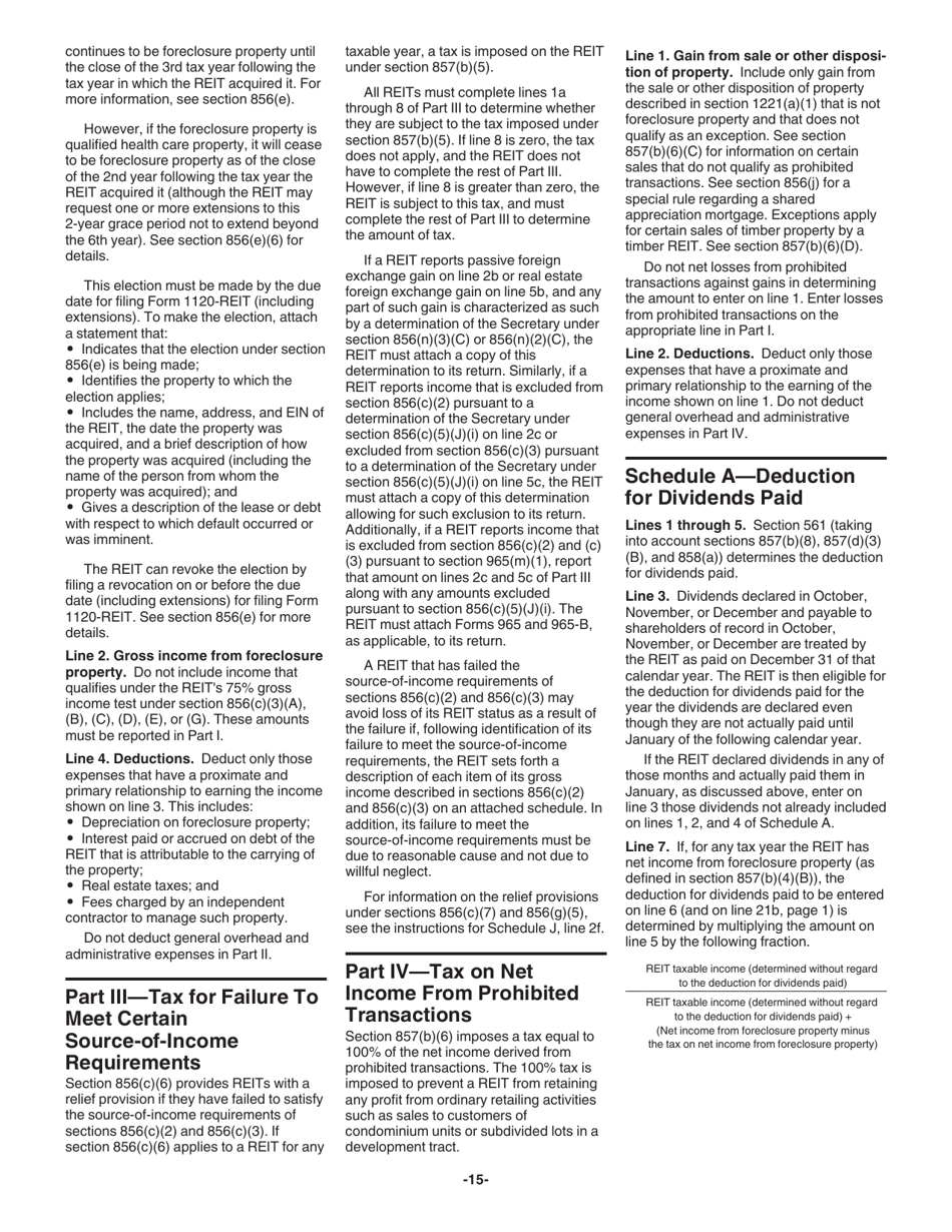 Instructions for IRS Form 1120-REIT U.S. Income Tax Return for Real Estate Investment Trusts, Page 15