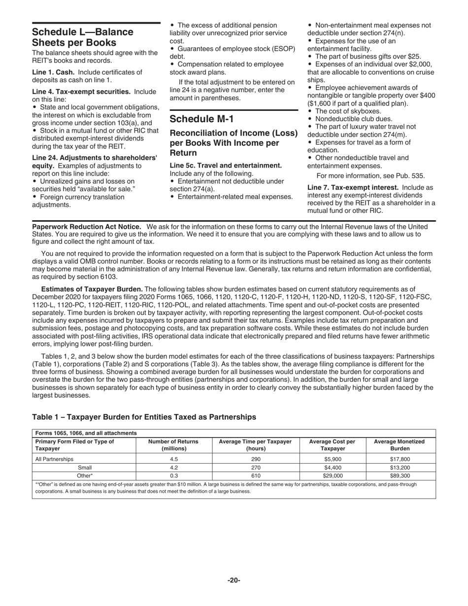Instructions for IRS Form 1120-REIT U.S. Income Tax Return for Real Estate Investment Trusts, Page 20