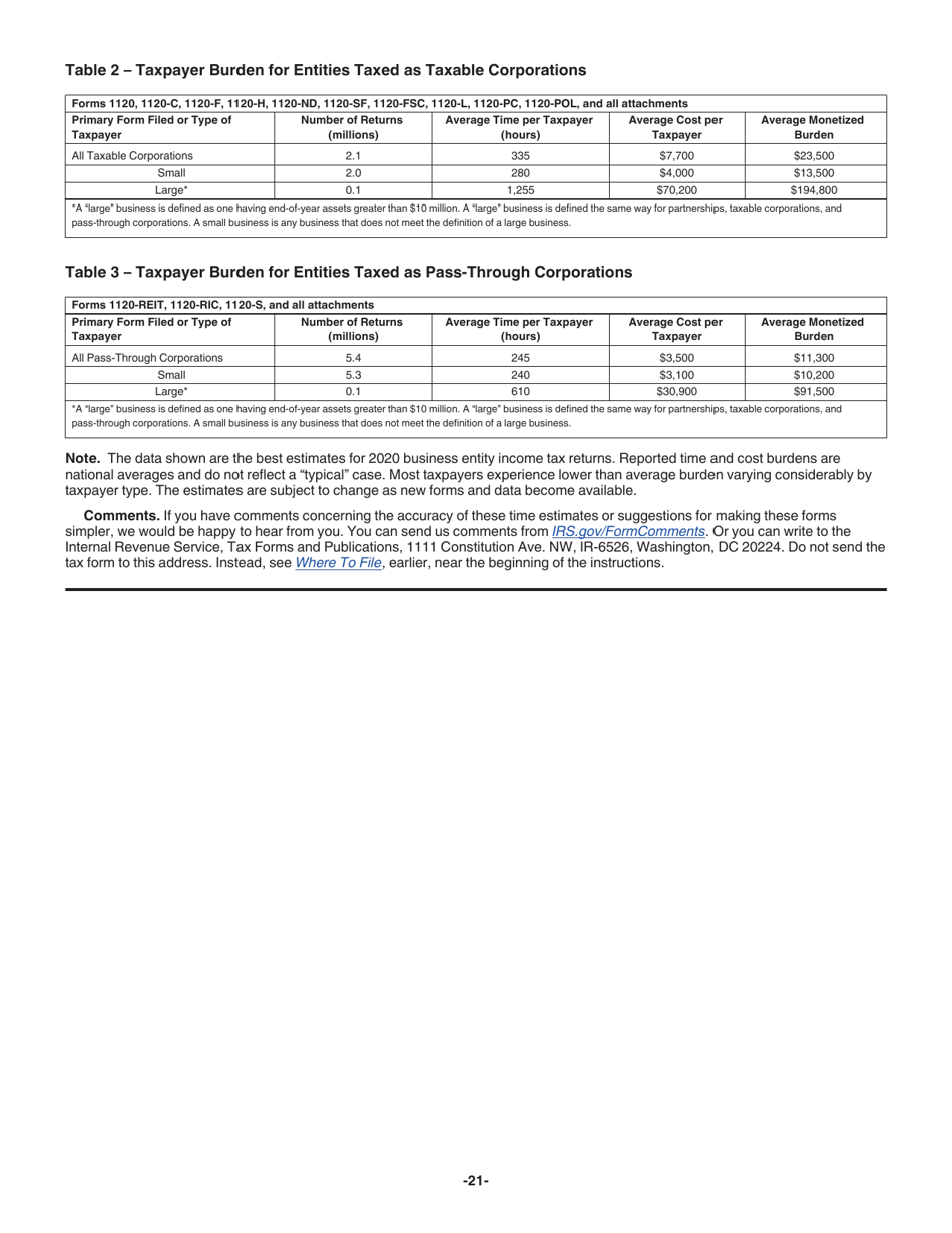 Instructions for IRS Form 1120-REIT U.S. Income Tax Return for Real Estate Investment Trusts, Page 21