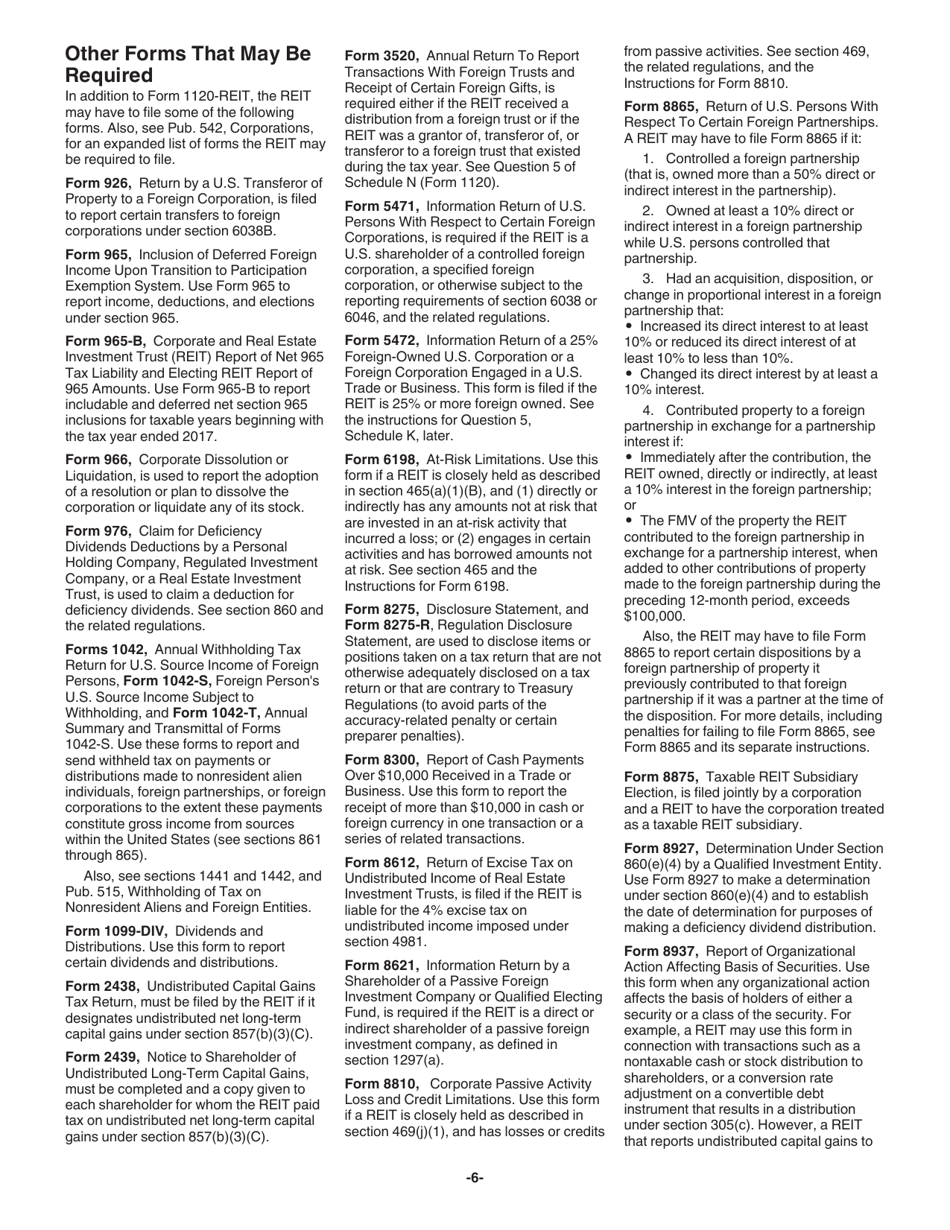 Instructions for IRS Form 1120-REIT U.S. Income Tax Return for Real Estate Investment Trusts, Page 6