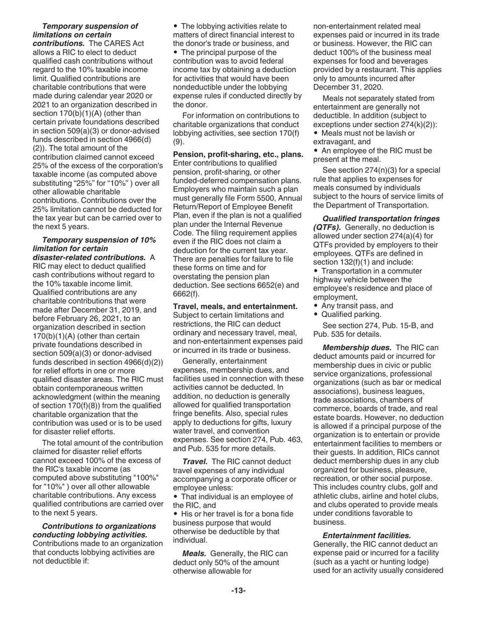 Instructions for IRS Form 1120-RIC U.S. Income Tax Return for Regulated Investment Companies, Page 13