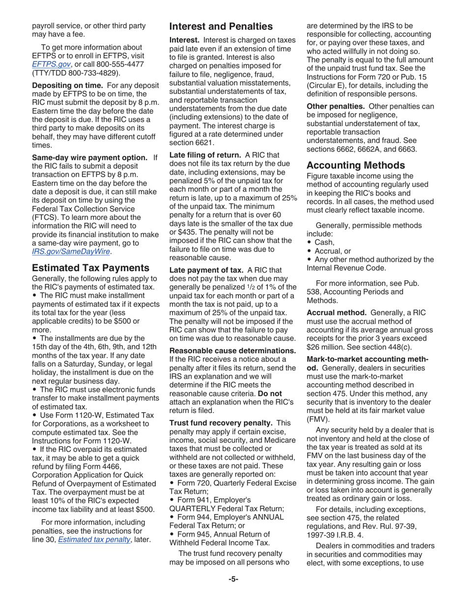 Instructions for IRS Form 1120-RIC U.S. Income Tax Return for Regulated Investment Companies, Page 5