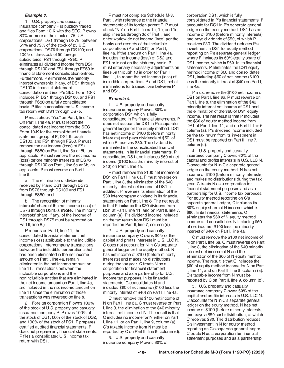 Instructions for IRS Form 1120-PC Schedule M-3 Net Income (Loss) Reconciliation for U.S. Property and Casualty Insurance Companies With Total Assets of $10 Million or More, Page 10