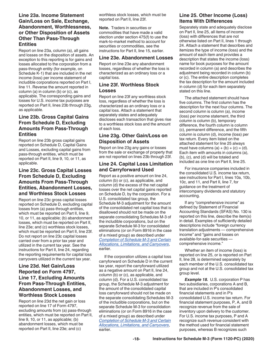 Instructions for IRS Form 1120-PC Schedule M-3 Net Income (Loss) Reconciliation for U.S. Property and Casualty Insurance Companies With Total Assets of $10 Million or More, Page 18