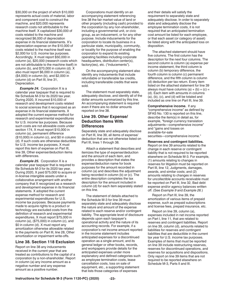 Instructions for IRS Form 1120-PC Schedule M-3 Net Income (Loss) Reconciliation for U.S. Property and Casualty Insurance Companies With Total Assets of $10 Million or More, Page 23