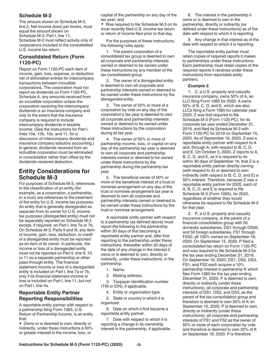 Instructions for IRS Form 1120-PC Schedule M-3 Net Income (Loss) Reconciliation for U.S. Property and Casualty Insurance Companies With Total Assets of $10 Million or More, Page 3