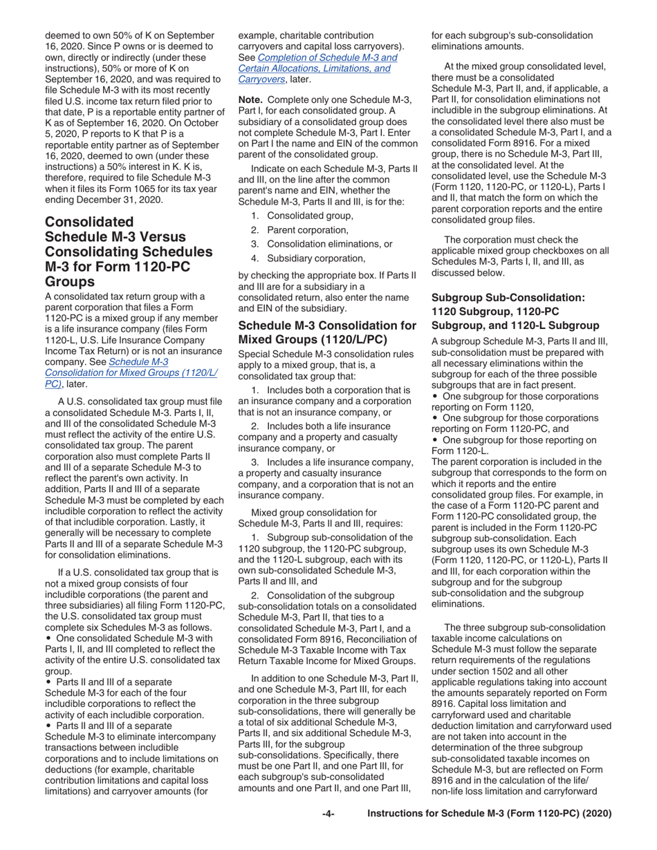 Instructions for IRS Form 1120-PC Schedule M-3 Net Income (Loss) Reconciliation for U.S. Property and Casualty Insurance Companies With Total Assets of $10 Million or More, Page 4