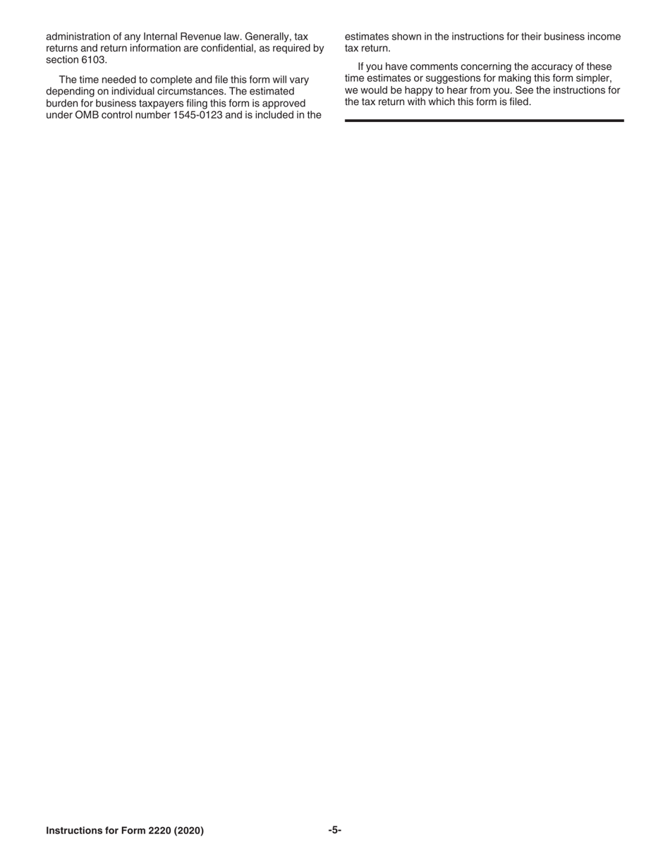 Instructions for IRS Form 2220 Underpayment of Estimated Tax by Corporations, Page 5