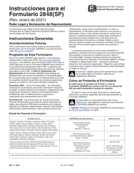Instrucciones para IRS Formulario 2848(SP) Poder Legal Y Declaracion Del Representante (Spanish)