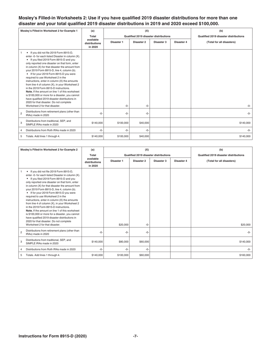 Instructions for IRS Form 8915-D Qualified 2019 Disaster Retirement Plan Distributions and Repayments, Page 7