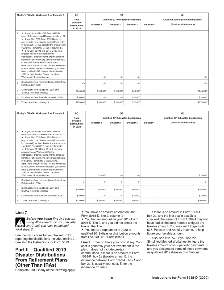 Instructions for IRS Form 8915-D Qualified 2019 Disaster Retirement Plan Distributions and Repayments, Page 8