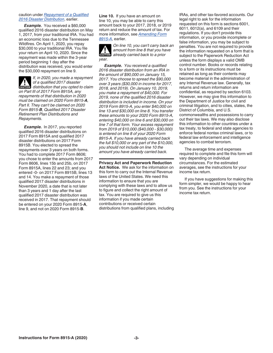 Instructions for IRS Form 8915-A Qualified 2016 Disaster Retirement Plan Distributions and Repayments, Page 3