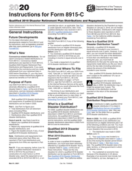 Document preview: Instructions for IRS Form 8915-C Qualified 2018 Disaster Retirement Plan Distributions and Repayments