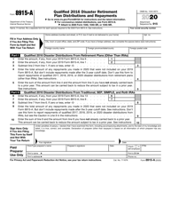 Document preview: IRS Form 8915-A Qualified 2016 Disaster Retirement Plan Distributions and Repayments, 2020