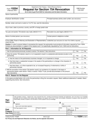 Document preview: IRS Form 15254 Request for Section 754 Revocation