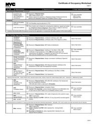 Certificate of Occupancy Worksheet - New York City, Page 2