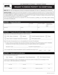 Document preview: Form EXC-0728 Request to Remove Property Tax Exemption(S) - New York City